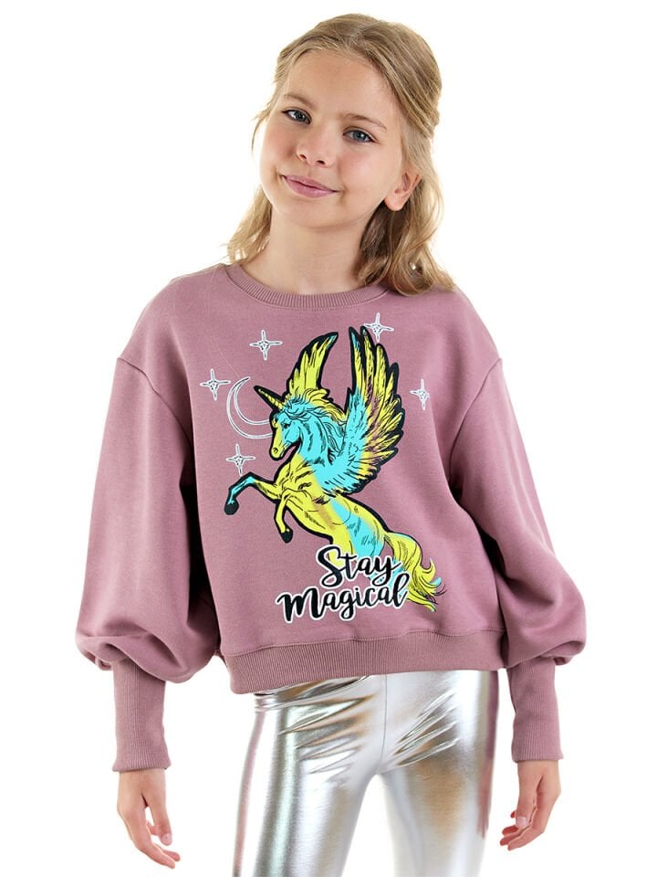 Unicorn Kız Çocuk Gül Kurusu Sweatshirt