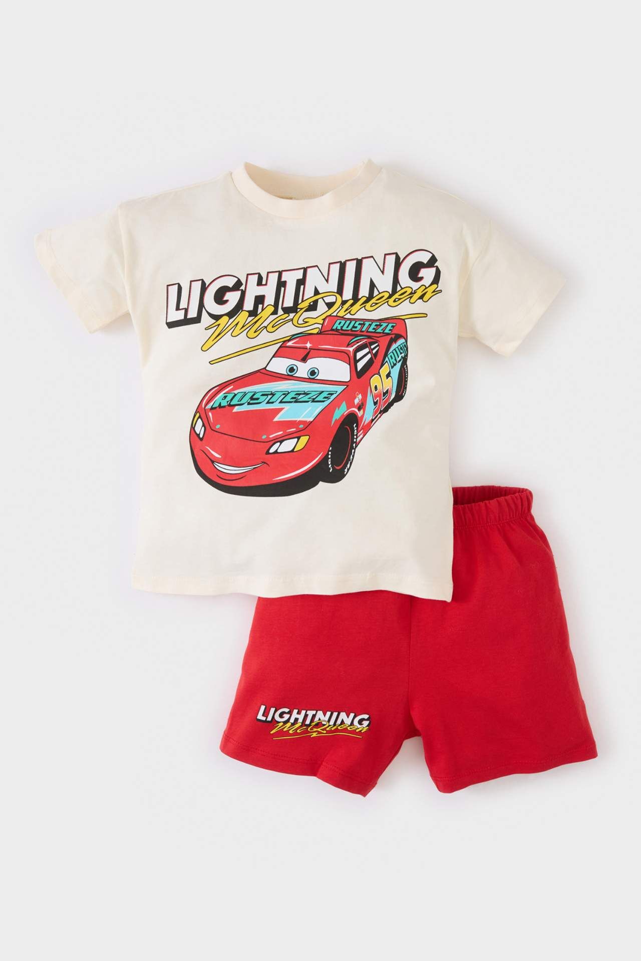 Erkek Bebek Cars 2'li Takım Kısa Kollu Tişört Beli Lastikli Şort