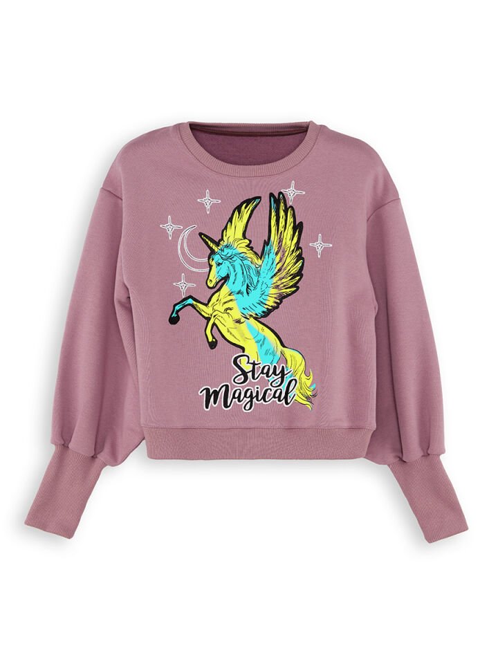 Unicorn Kız Çocuk Gül Kurusu Sweatshirt 4 Y - Mor