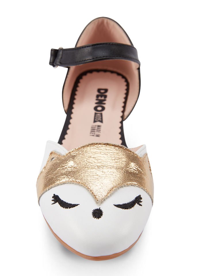 Fox Kız Çocuk Sandalet 27 N - Siyah Beyaz Altın