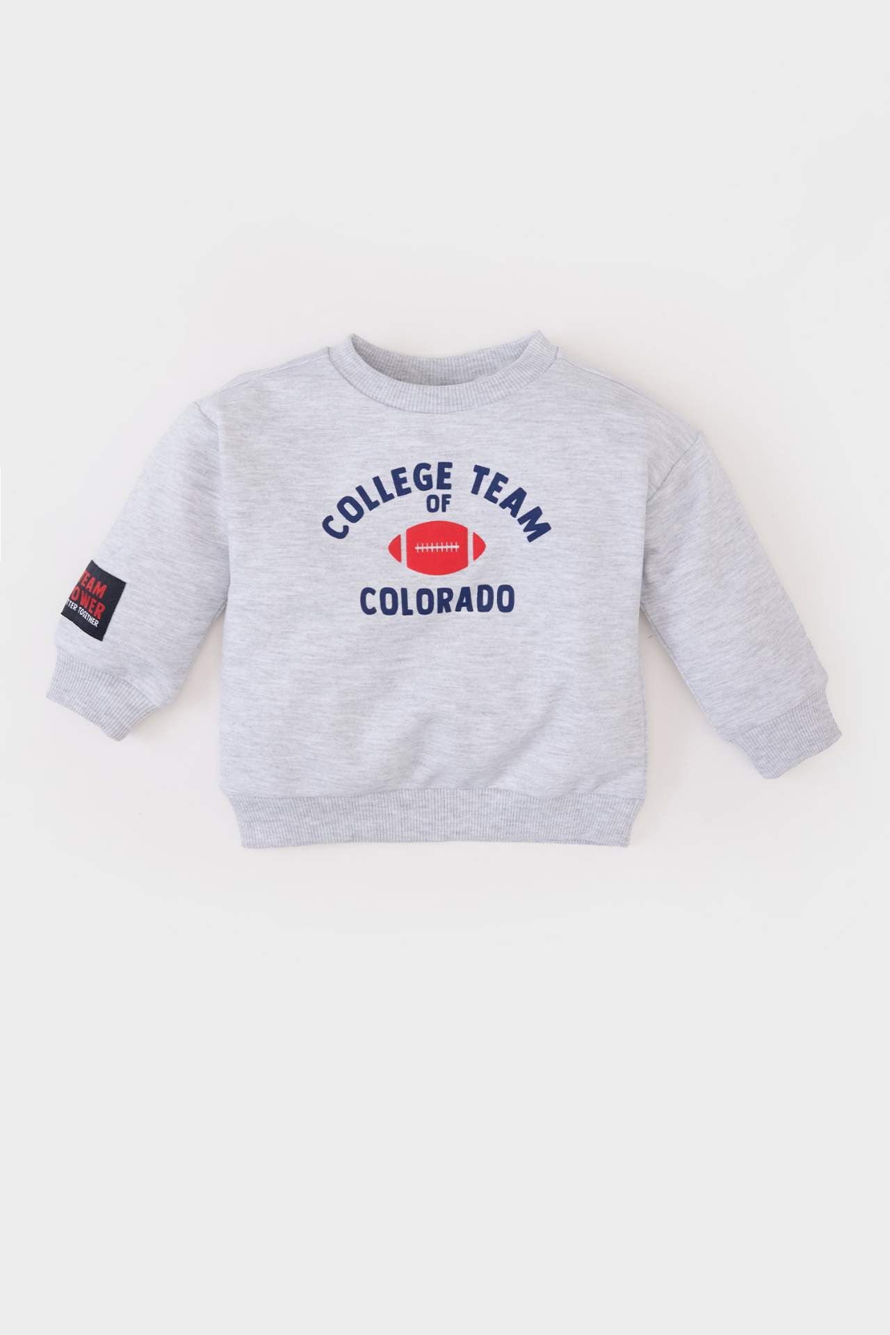 Erkek Bebek Bisiklet Yaka Baskılı Sweatshirt