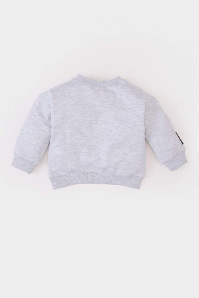 Erkek Bebek Bisiklet Yaka Baskılı Sweatshirt