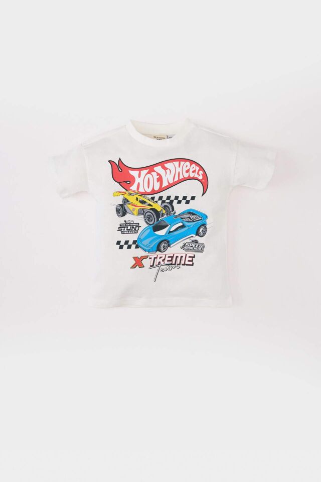 Erkek Bebek Hot Wheels Bisiklet Yaka Kısa Kollu Tişört