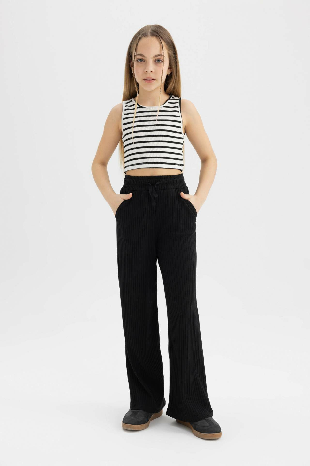 Kız Çocuk Wide Leg Fitilli Kaşkorse Pantolon