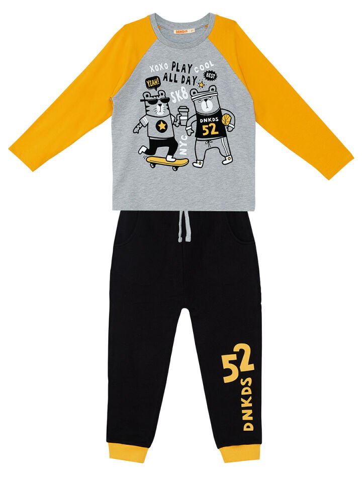 Play Allday Erkek Çocuk T-shirt Pantolon Takım 3 Y - Gri