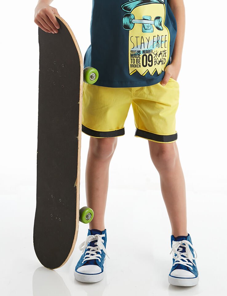 Sarı Erkek Çocuk Gabardin Şort