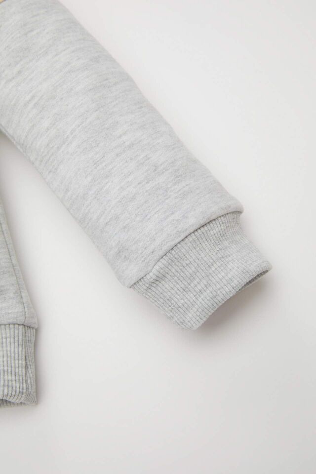 Erkek Bebek 2'li Takım Renk Bloklu İçi Yumuşak Tüylü Sweatshirt Eşofman Altı
