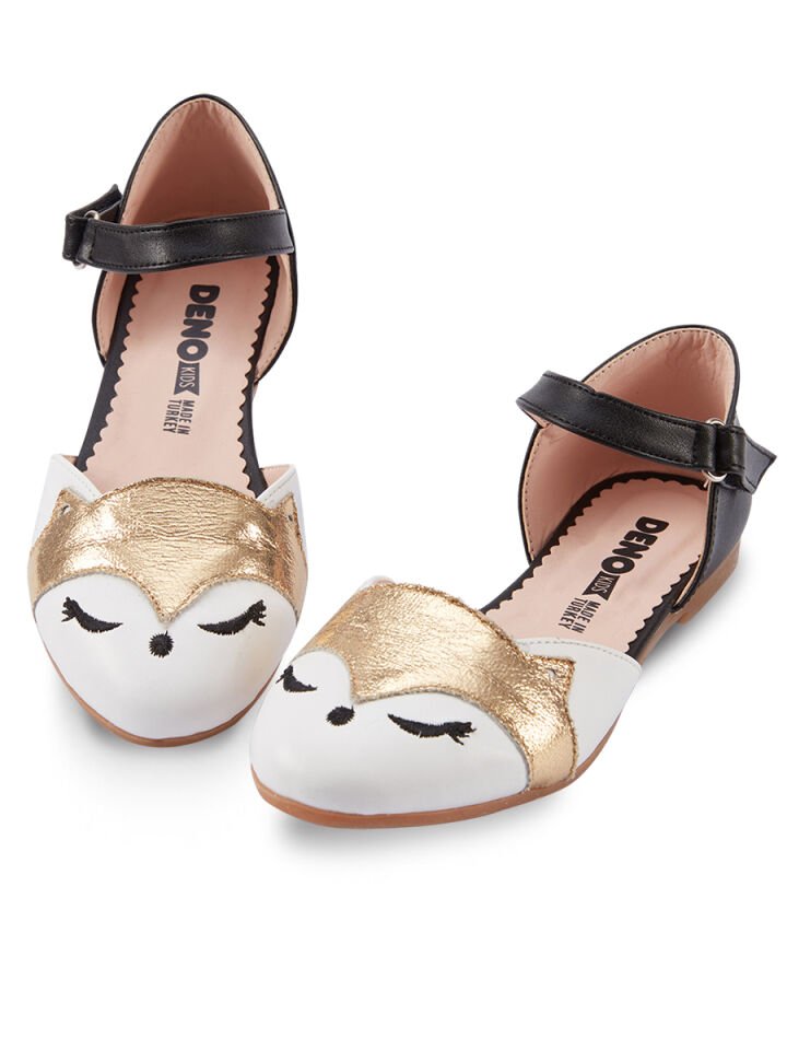 Fox Kız Çocuk Sandalet 32 N - Siyah Beyaz Altın