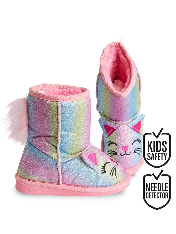 Kedi Renkli Simli Kız Çocuk Bot 33 N - Pembe