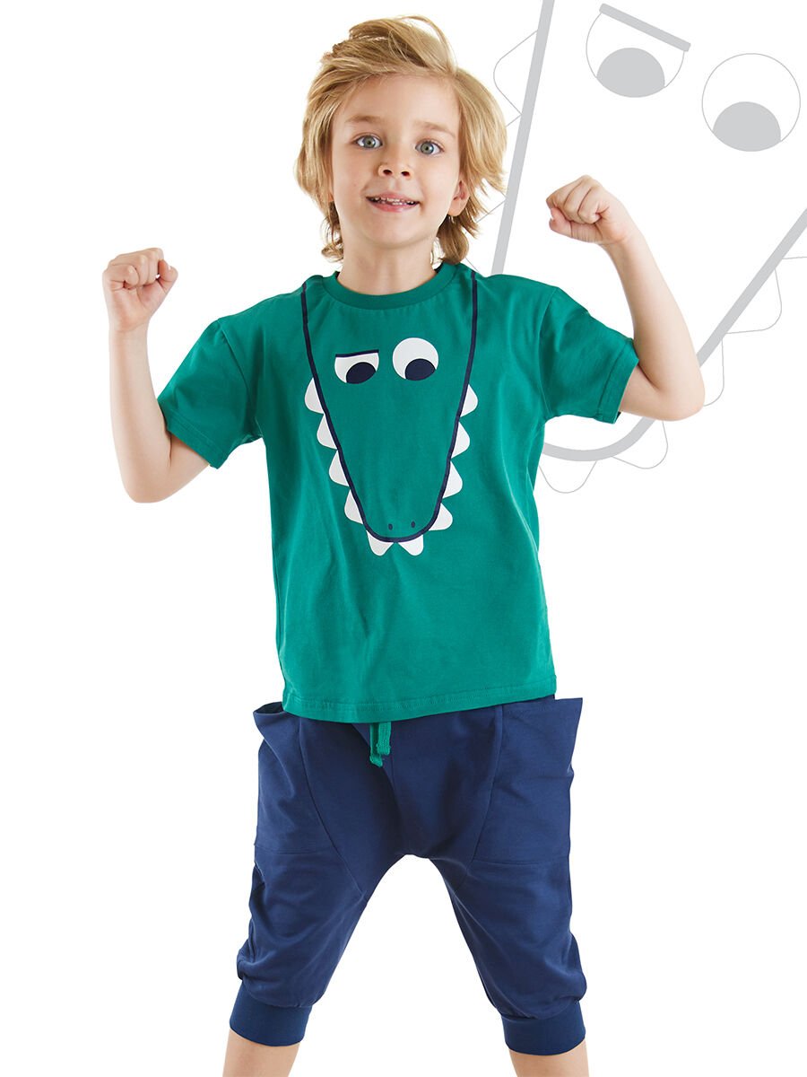 Komik Timsah Erkek Çocuk T-shirt Baggy Şort Takım