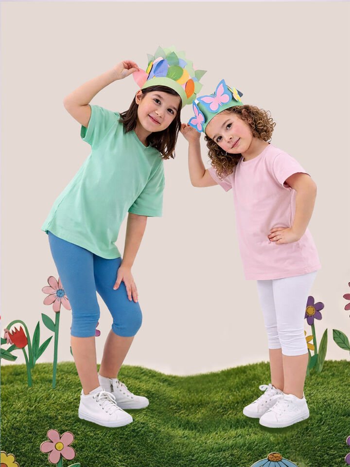 Ekru Ve Mavi Kız Çocuk Kaşkorse 2'li Tayt Paketi 5Y - Krem