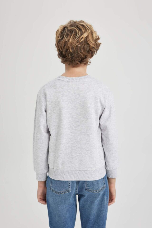 Erkek Çocuk Bisiklet Yaka Basic Düz Sweatshirt