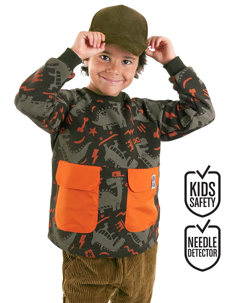 Kaykay Dino Erkek Çocuk Kahverengi Sweatshirt