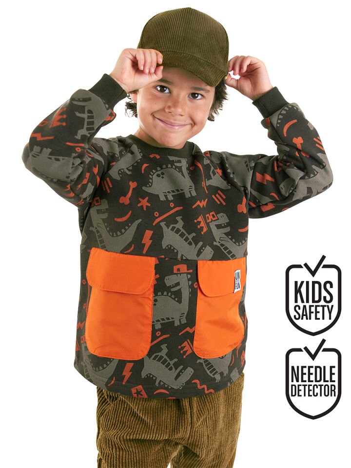 Kaykay Dino Erkek Çocuk Kahverengi Sweatshirt