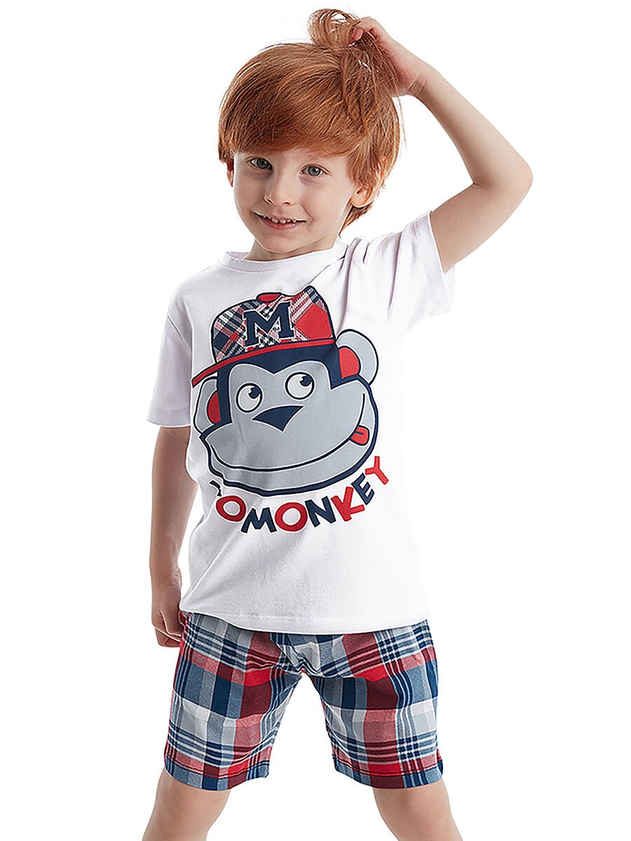 Monkey Ekose Erkek Çocuk T-shirt Şort Takım
