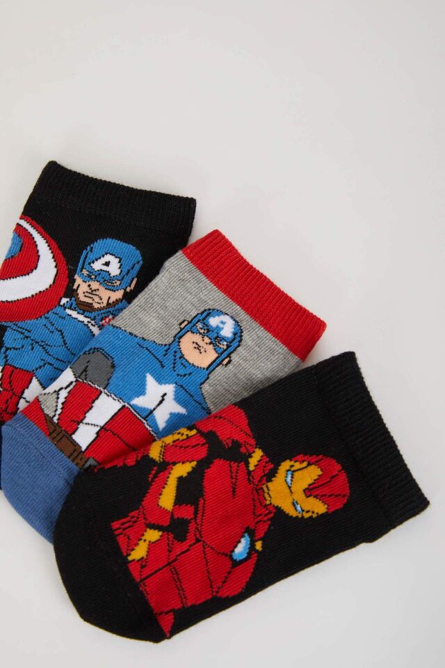Erkek Çocuk Marvel Avengers 3'lü Pamuklu Patik Çorap