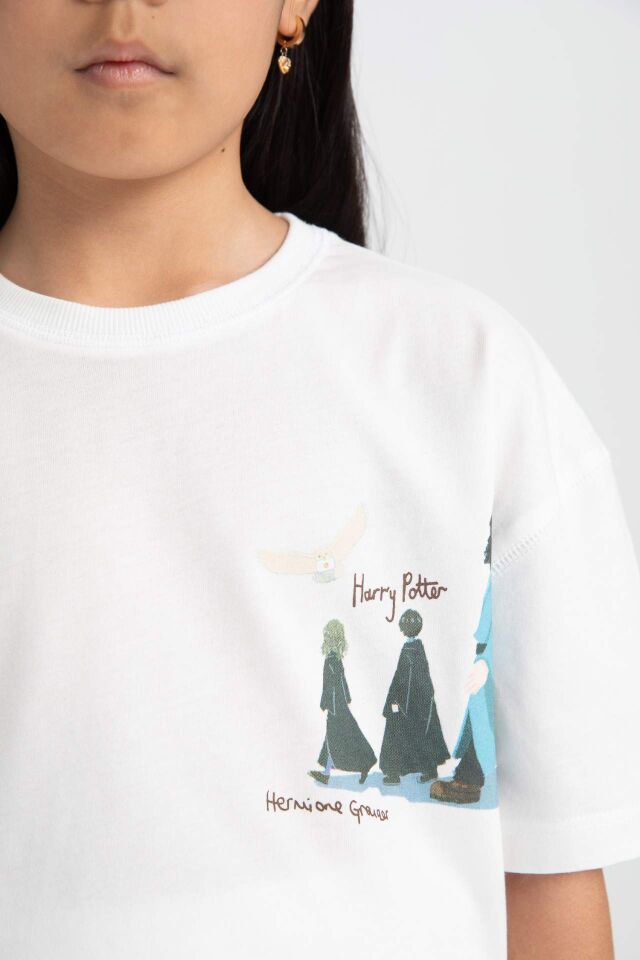 Kız Çocuk Harry Potter Relax Fit Bisiklet Yaka Kısa Kollu Tişört