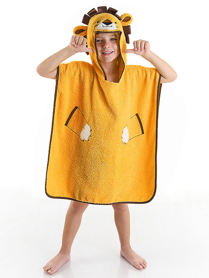 Aslan Erkek Çocuk Havlu Panço 5-6 Y - Sarı