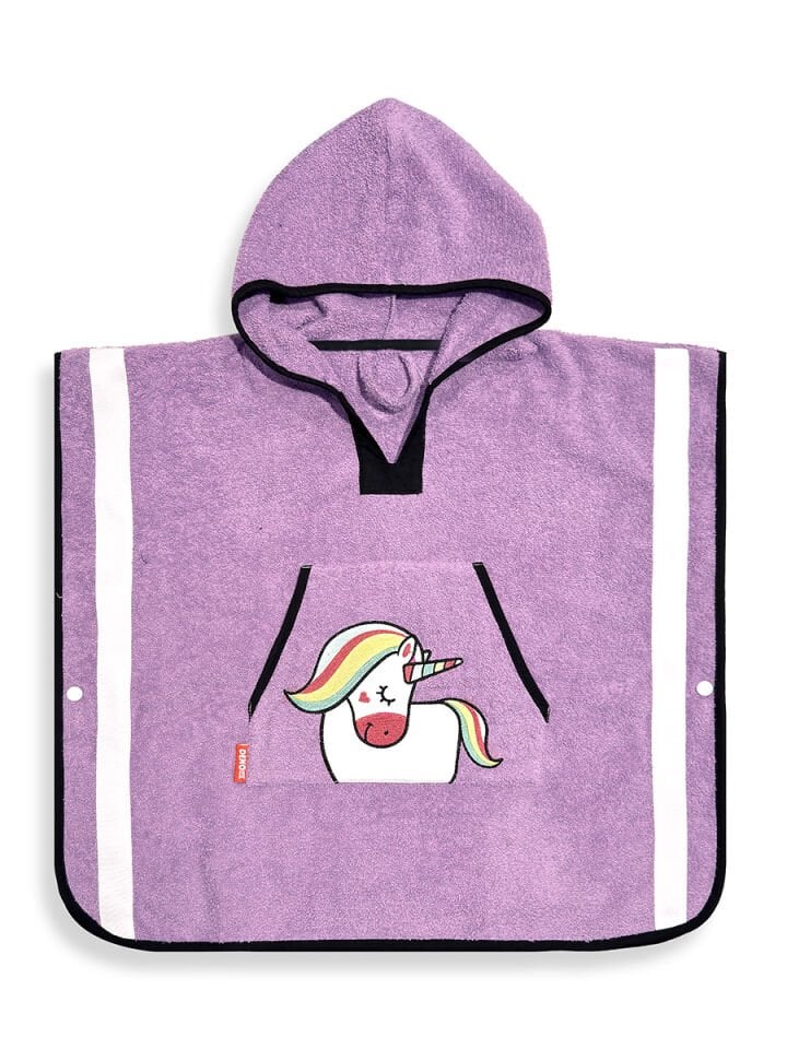 Lila Unicorn Kız Çocuk Panço Bornoz