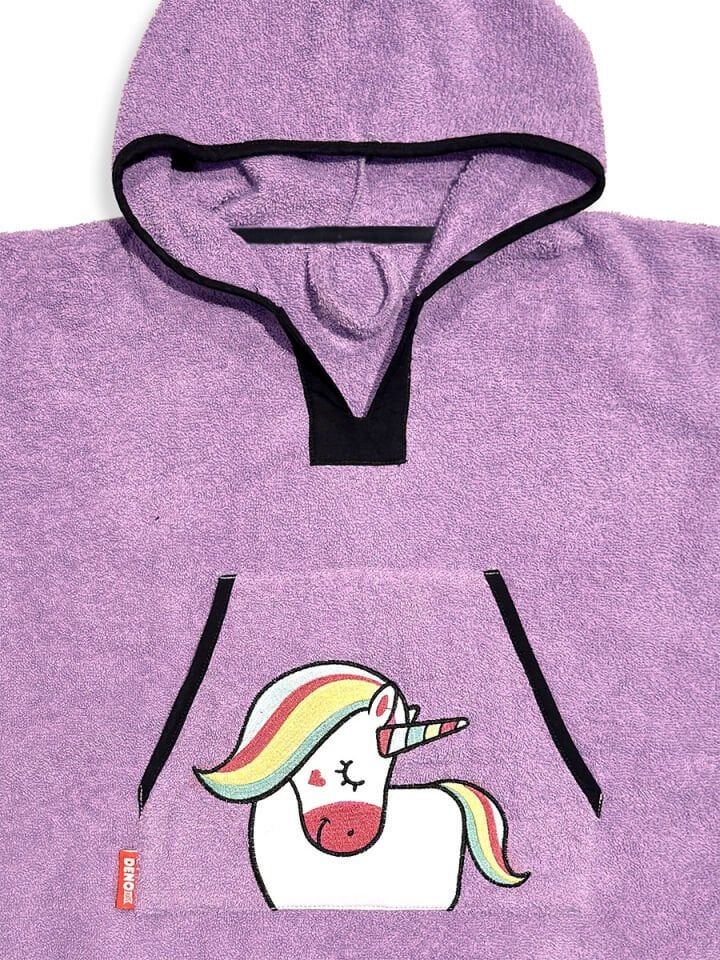 Lila Unicorn Kız Çocuk Panço Bornoz