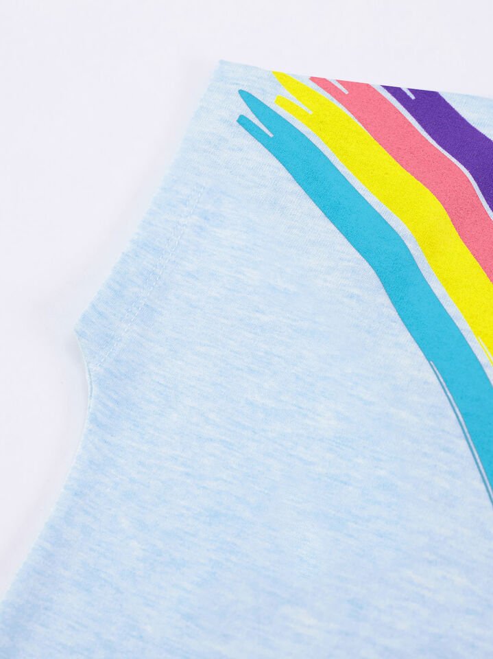 Rainbow Zebra Kız Çocuk T-shirt Tayt Takım 6 Y - Mavi Pembe