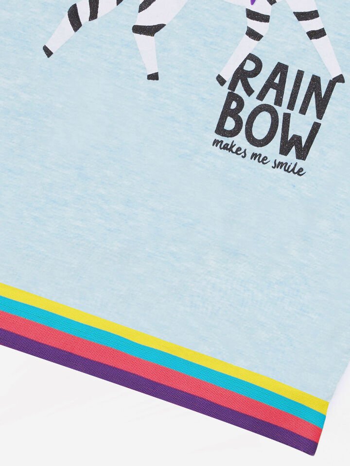 Rainbow Zebra Kız Çocuk T-shirt Tayt Takım 6 Y - Mavi Pembe