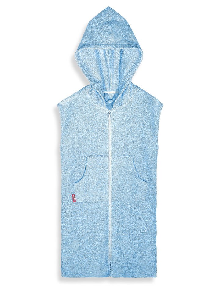 Mavi Kapüşonlu Unisex Bornoz