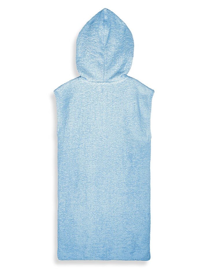 Mavi Kapüşonlu Unisex Bornoz