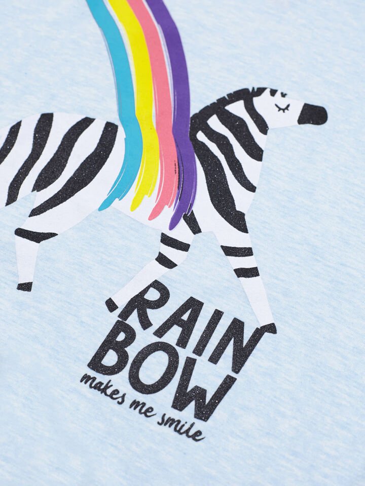 Rainbow Zebra Kız Çocuk T-shirt Tayt Takım 8 Y - Mavi Pembe