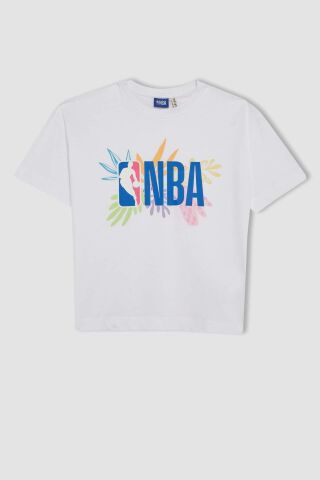 Kız Çocuk NBA Wordmark Oversize Geniş Kalıp Bisiklet Yaka Kısa Kollu Tişört