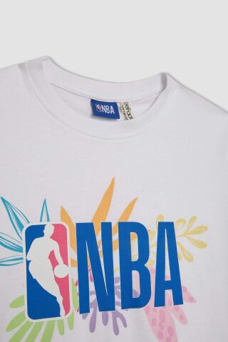 Kız Çocuk NBA Wordmark Oversize Geniş Kalıp Bisiklet Yaka Kısa Kollu Tişört