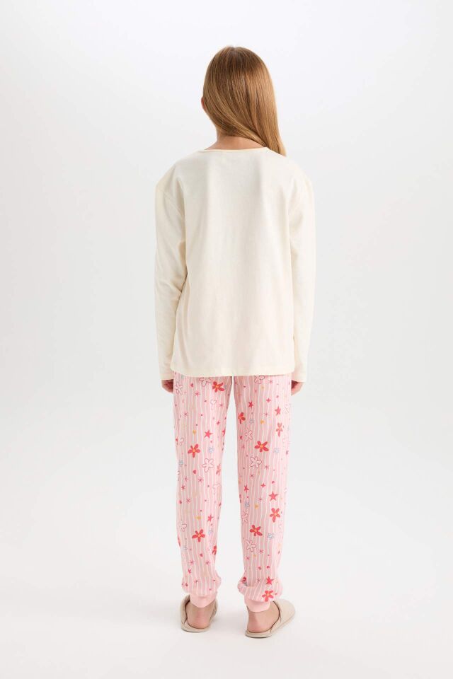 Kız Çocuk Pijama Takımı PowerPuff Girls Uzun Kollu Üst Desenli Beli Lastikli Uzun Alt