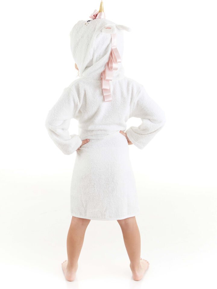 Unicorn Kız Çocuk Bornoz 5-6 Y - Beyaz