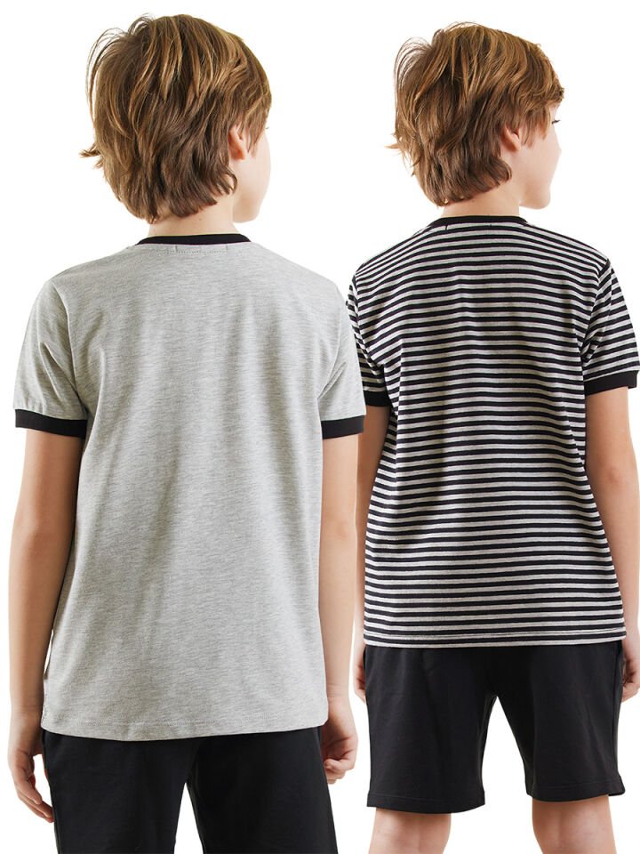 Pirate Erkek Çocuk 2'li T-shirt Takım 7 Y - Gri