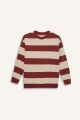 Erkek Çocuk Oversize Geniş Kalıp Bisiklet Yaka Çizgili Sweatshirt