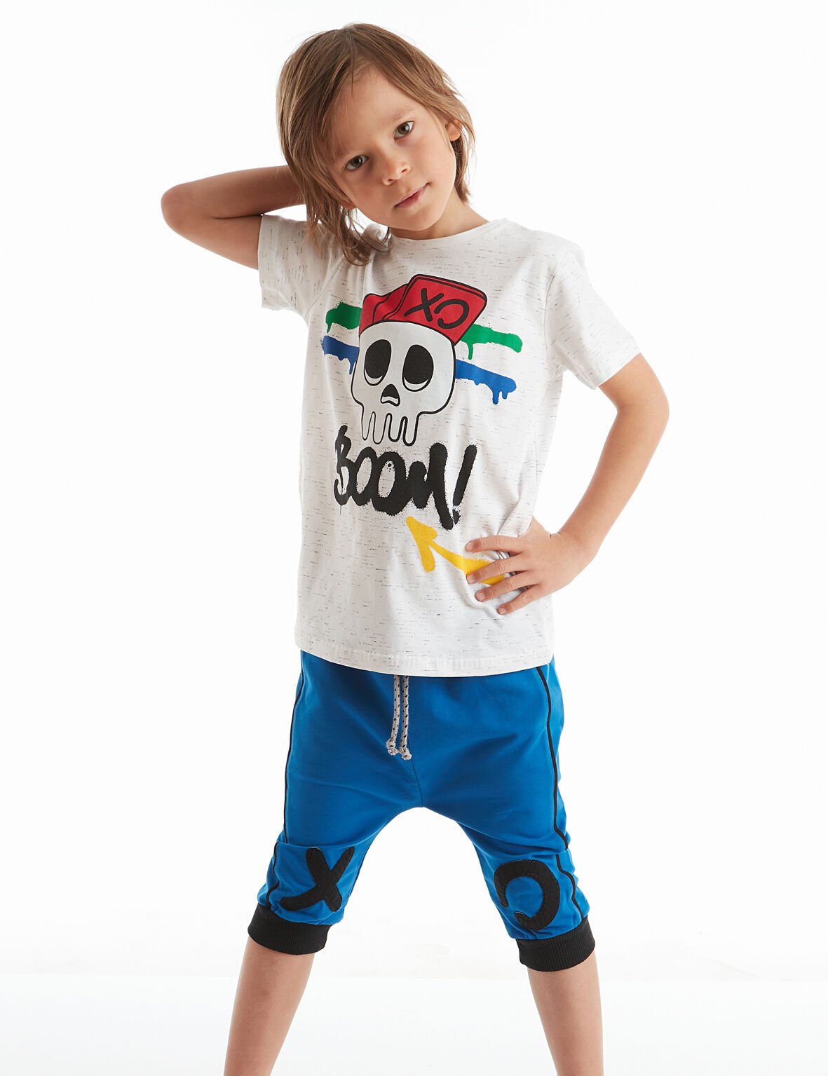 Xo Boom Erkek Çocuk T-shirt Kapri Şort Takım