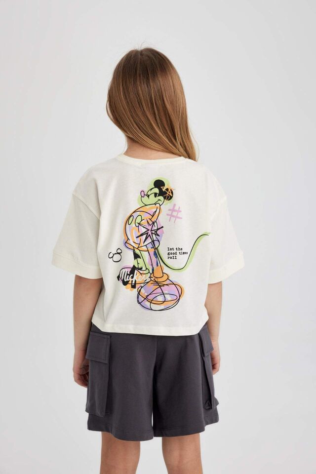 Kız Çocuk Disney Mickey Mouse &Friends Bisiklet Yaka Kısa Kollu Tişört