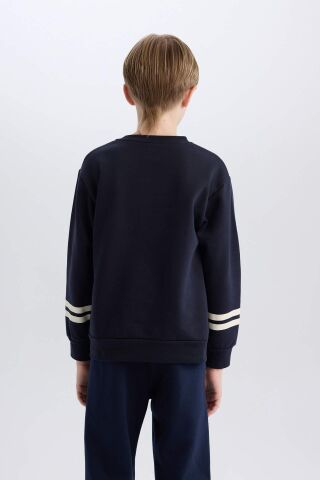 Erkek Çocuk Bisiklet Yaka Baskılı Sweatshirt