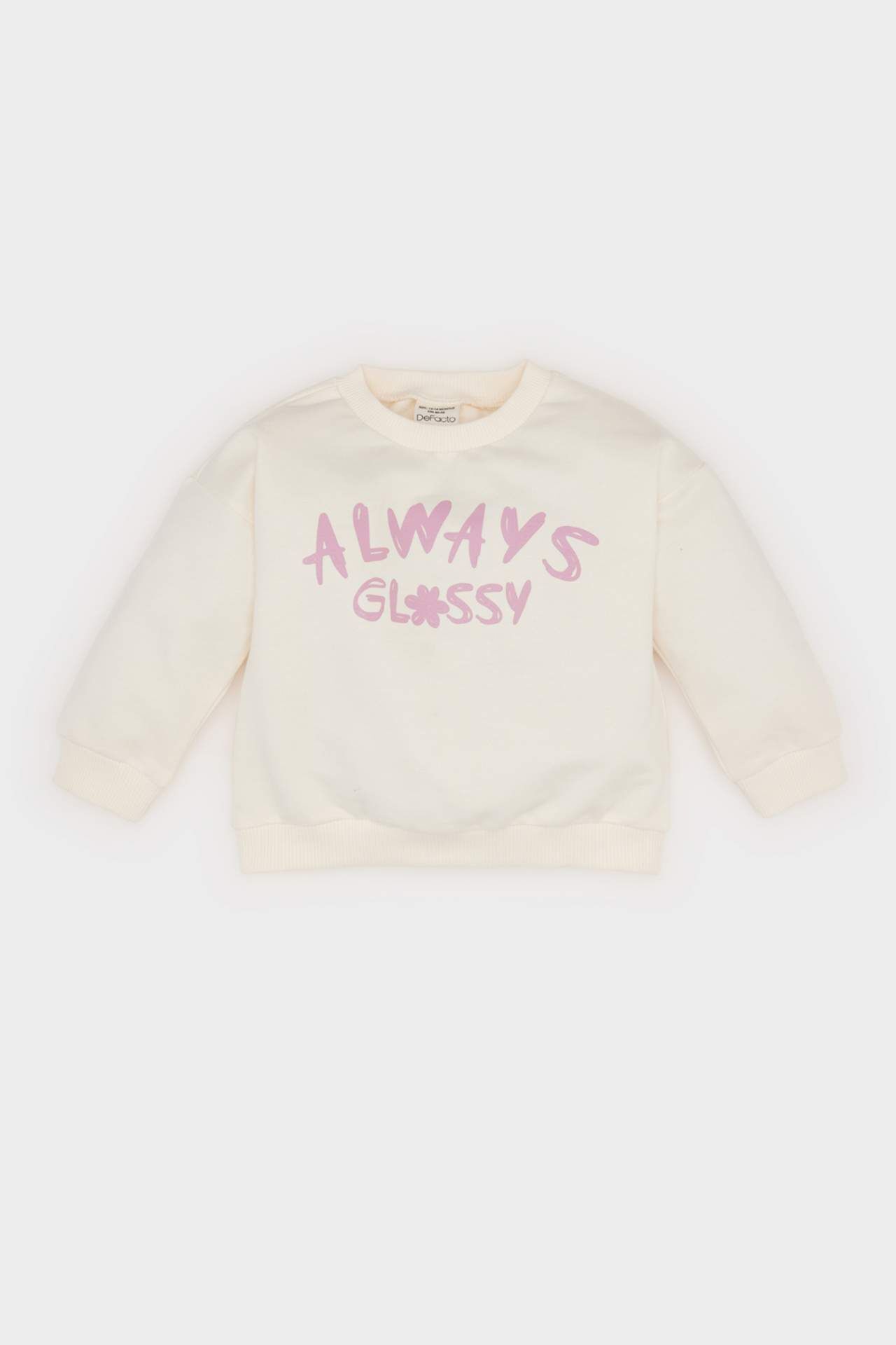 Kız Bebek Bisiklet Yaka Baskılı Sweatshirt