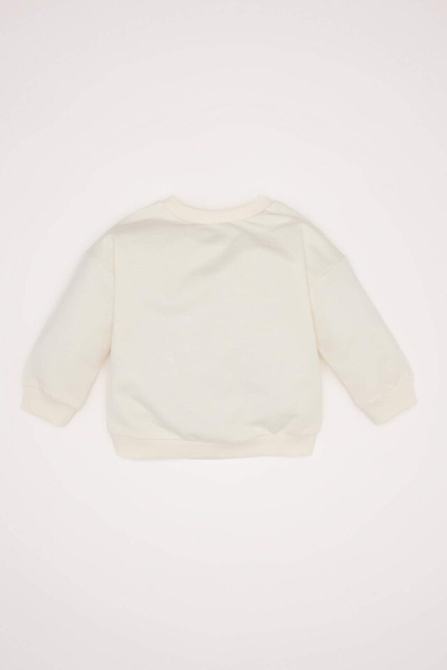 Kız Bebek Bisiklet Yaka Baskılı Sweatshirt