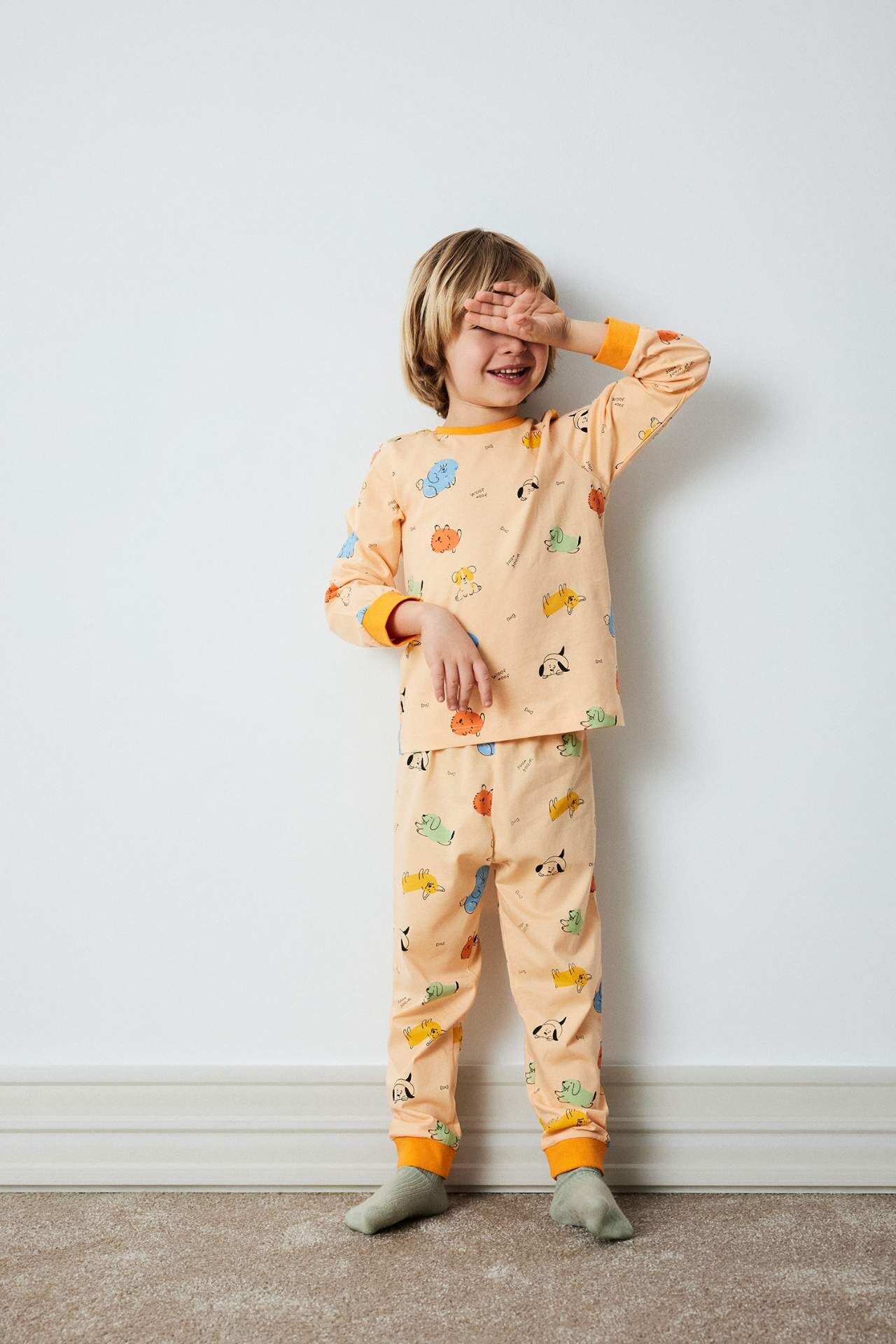Erkek Bebek Pijama Takımı Desenli Uzun Kollu Penye Üst Beli Lastikli Uzun Alt