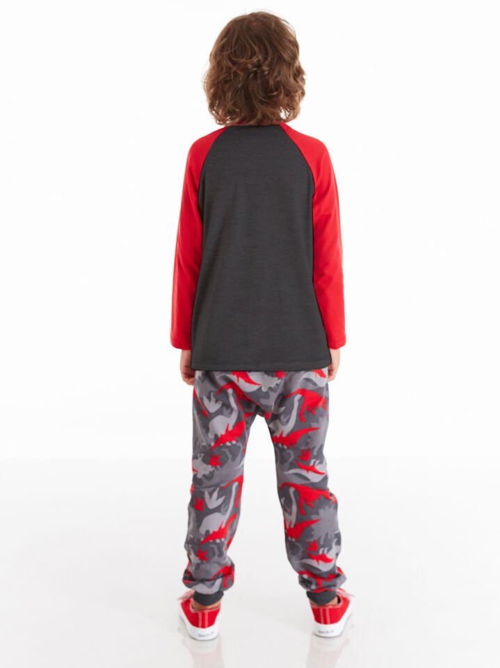 Tyranno Erkek Çocuk T-shirt Pantolon Takım 6 Y - Gri, Kırmızı