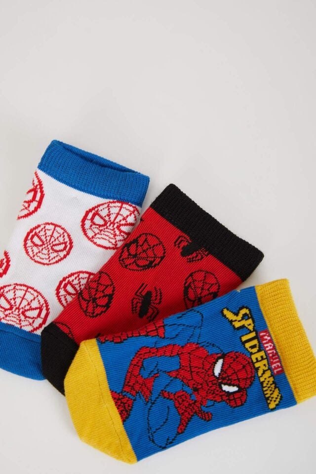 Erkek Çocuk Marvel Spiderman 3'lü Pamuklu Patik Çorap
