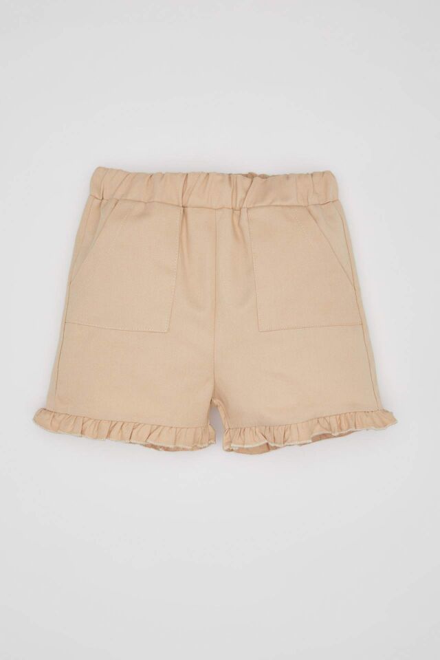 Kız Bebek 3'lü Takım Twill Kumaş Şort Uzun Kolu Bluz Külotlu Çorap