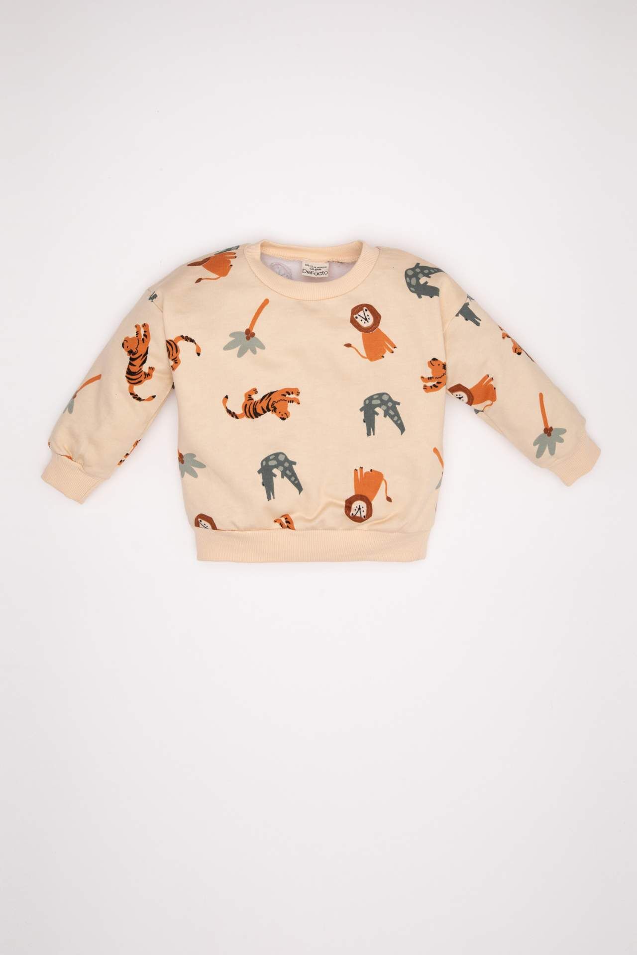 Erkek Bebek Bisiklet Yaka Baskılı Sweatshirt