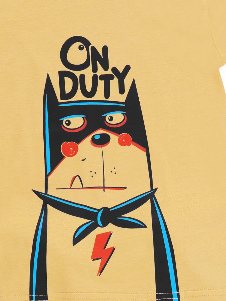 Şimşek Köpek Erkek Çocuk T-shirt Pantolon Takım 4 Y - Hardal, Siyah