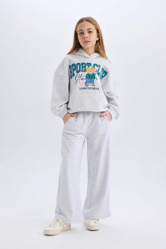 Kız Çocuk Wide Leg Geniş Paça Cepli Eşofman Altı