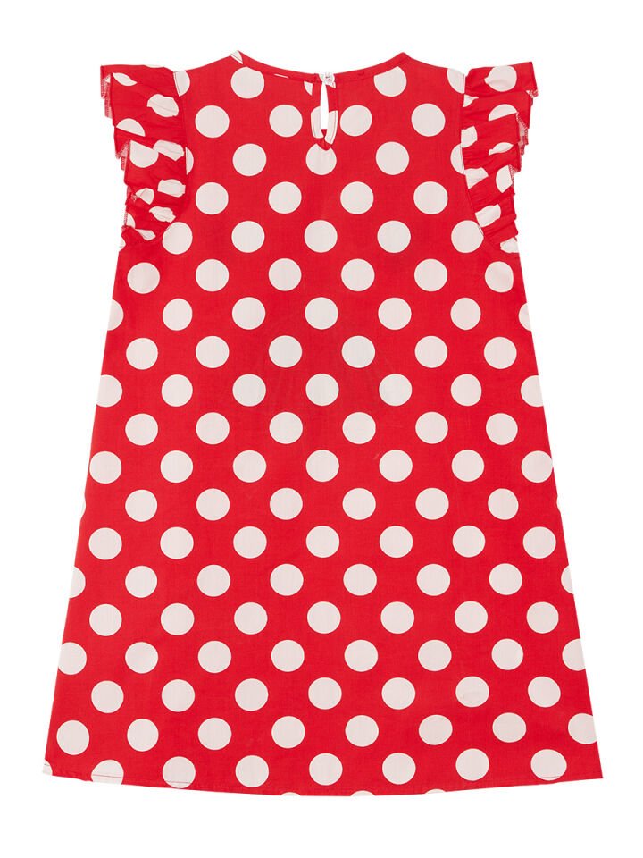 Puantiye Kedicik Kız Çocuk Poplin Elbise