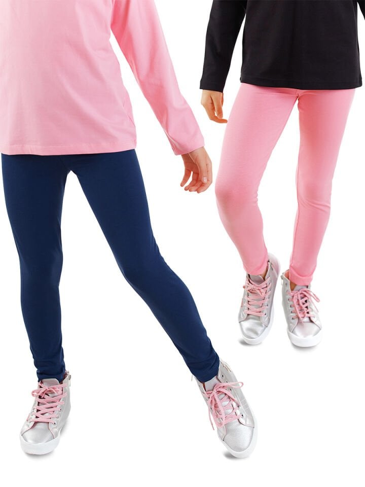 Lacivert ve Pembe Kız Çocuk 2'li Paket Tayt 8 Y - Çok Renkli