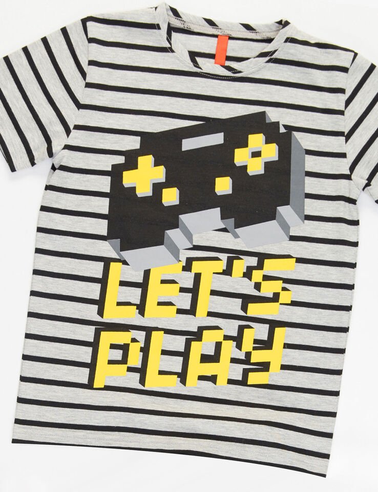Lets Play Erkek Çocuk T-shirt Kapri Şort Takım 3 Y - Gri Koyu Gri